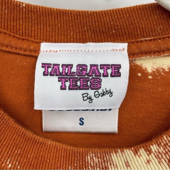 Tailgate Tees by Gabby Lace-trim t-shirt Texas longhorns orange tie-dye Sz S - Picture 3 of 8